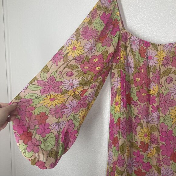 Show Me Your Mumu Briar Dress Womens XL Pink Floral Boho Peasant Long Sleeve - Picture 10 of 16